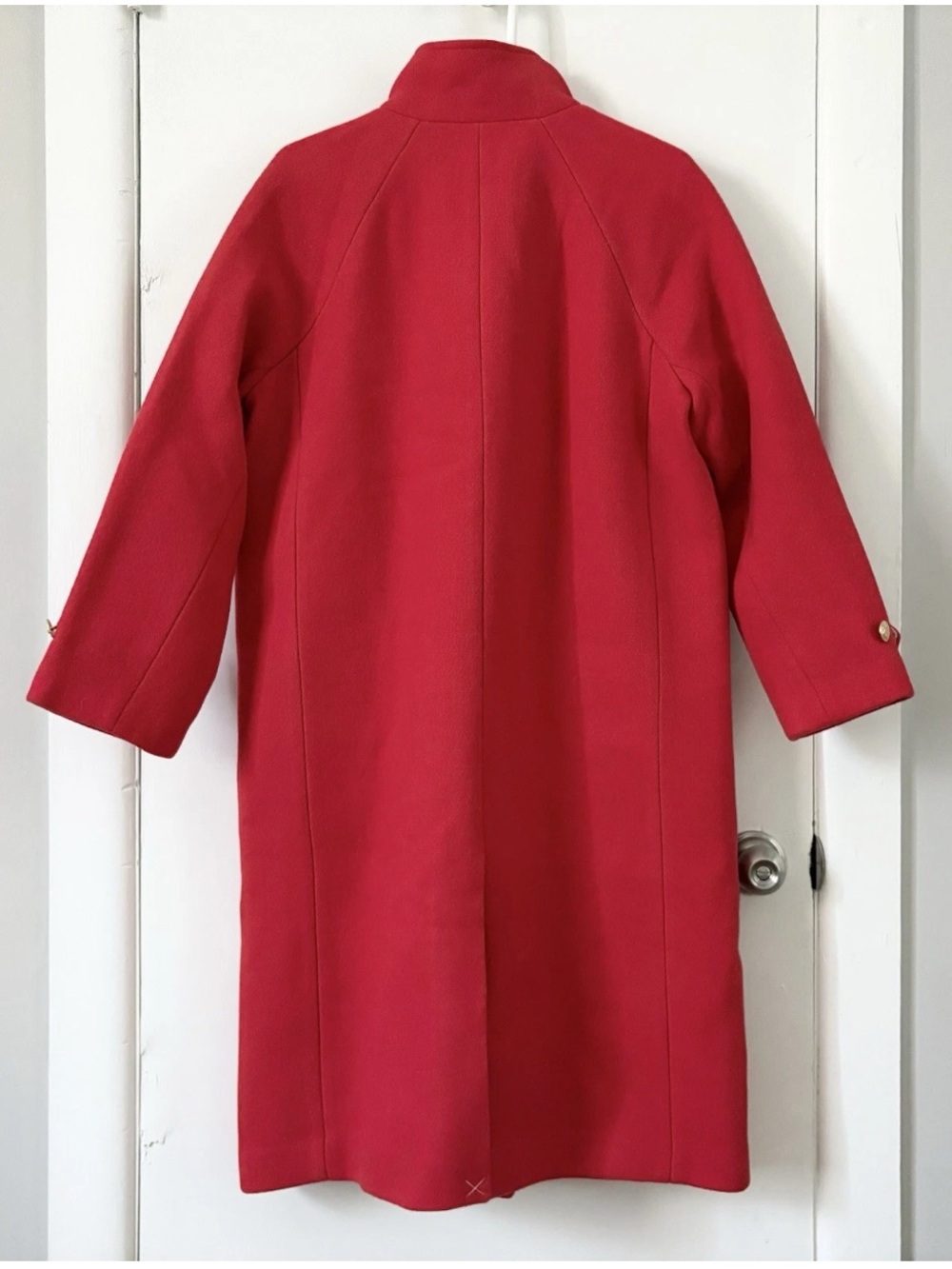 $398 J CREW Red Toscana Lanificio Nello Gori Stadium Cloth Wool Long Coat Sz 6 - Picture 8 of 16
